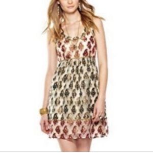 Free People Boho Holiday Party Champagne Combo Mini Dress